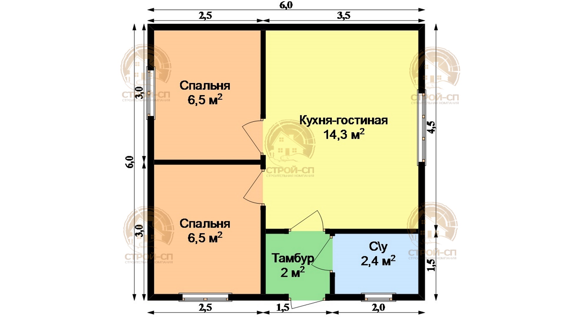 ⛪️ Проект одноэтажного каркасного дома КО03 цена под ключ в Нижнем Новгороде